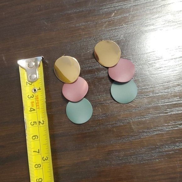 Layered Circle boho drop earrings jewelry - Picture 3 of 4